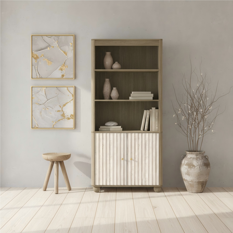 Pebble Groove Display Cabinet